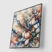 Levendige Floral Swirl artwork Vierkante Klok (Hoek)