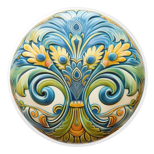 Levendige Floral Symphony Keramische knop Pull (Voorkant)