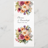 Levendige Floral Waterverf bruiloft Menu (Achterkant)