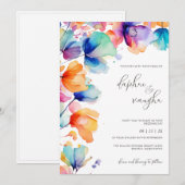 Levendige Floral Waterverf bruiloft uitnodiging (Voorkant / Achterkant)
