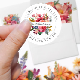 Levendige Floral Waterverf Ronde Sticker