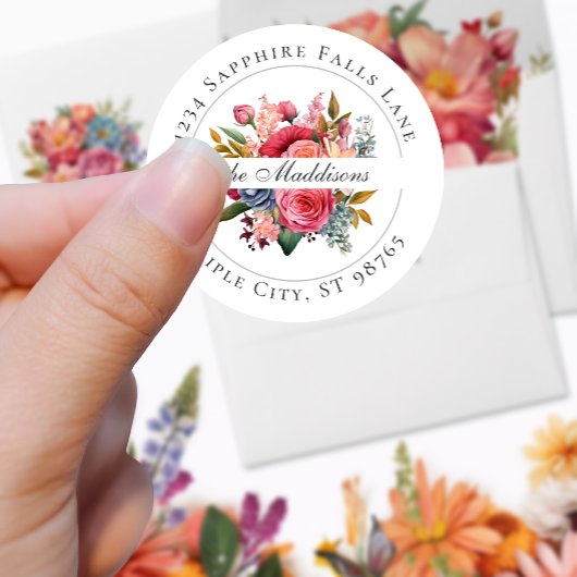 Levendige Floral Waterverf Ronde Sticker
