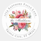 Levendige Floral Waterverf Ronde Sticker (Voorkant)