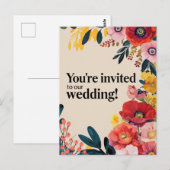 Levendige Floral Wedding Invitation Kaart Design (Voorkant / Achterkant)