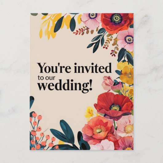Levendige Floral Wedding Invitation Kaart Design (Voorkant)