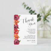 Levendige Floral Wedding Receptie Bord Bedankkaart (Staand voorkant)