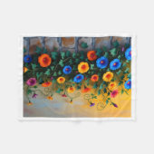 Levendige Florale Wijnstok Dekbed Fleece Deken (Voorkant (Horizontaal))