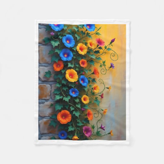 Levendige Florale Wijnstok Dekbed Fleece Deken (Voorkant)