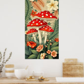 Levendige Fly Agaric Champignons Elegante Botanica Poster (Keuken)