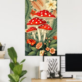 Levendige Fly Agaric Champignons Elegante Botanica Poster (Thuiskantoor)