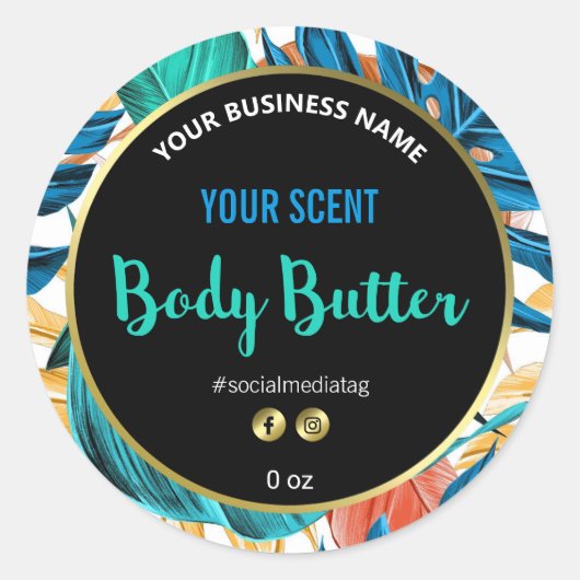 Levendige Foliage Gold ingelijst Body Butter Label (Voorkant)