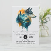 Levendige Forest Wolf verjaardag Kaart (Staand voorkant)