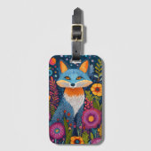 Levendige Fox Dot Art te midden van weelderige flo Bagagelabel (Voorkant (verticaal))
