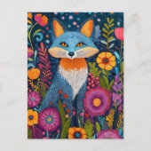 Levendige Fox Dot Art te midden van weelderige flo Briefkaart (Voorkant)