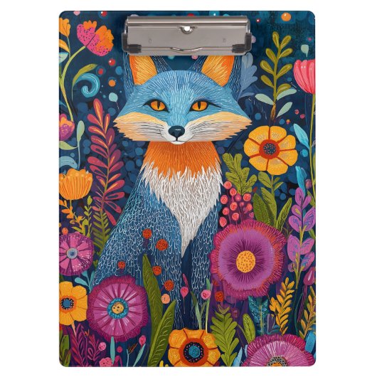 Levendige Fox Dot Art te midden van weelderige flo Klembord (Voorkant)