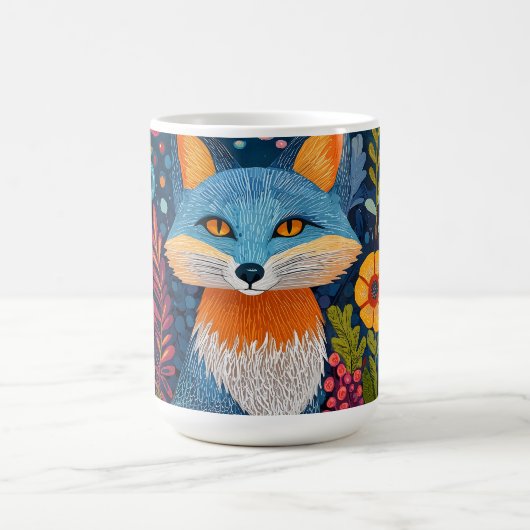 Levendige Fox Dot Art te midden van weelderige flo Koffiemok (Center)