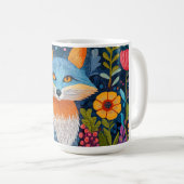 Levendige Fox Dot Art te midden van weelderige flo Koffiemok (Voorkant rechts)