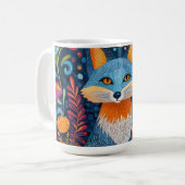 Levendige Fox Dot Art te midden van weelderige flo Koffiemok (Voorkant links)