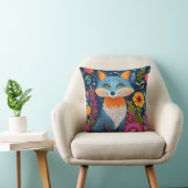Levendige Fox Dot Art te midden van weelderige flo Kussen (Stoel)