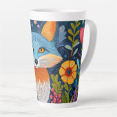 Levendige Fox Dot Art te midden van weelderige flo Latte Mok (Rechterhoek)