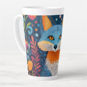 Levendige Fox Dot Art te midden van weelderige flo Latte Mok (Linkerhoek)