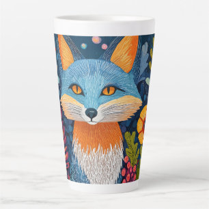Levendige Fox Dot Art te midden van weelderige flo Latte Mok