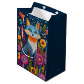 Levendige Fox Dot Art te midden van weelderige flo Medium Cadeauzakje (Voorkant Gekanteld)