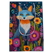 Levendige Fox Dot Art te midden van weelderige flo Medium Cadeauzakje (Achterkant)