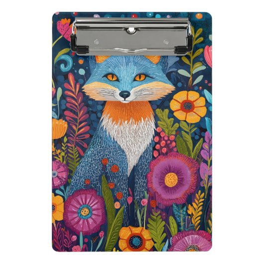 Levendige Fox Dot Art te midden van weelderige flo Mini Klembord (Voorkant)