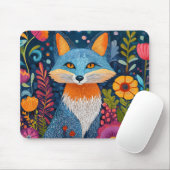 Levendige Fox Dot Art te midden van weelderige flo Muismat (Met muis)