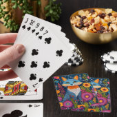 Levendige Fox Dot Art te midden van weelderige flo Pokerkaarten (Insitu)