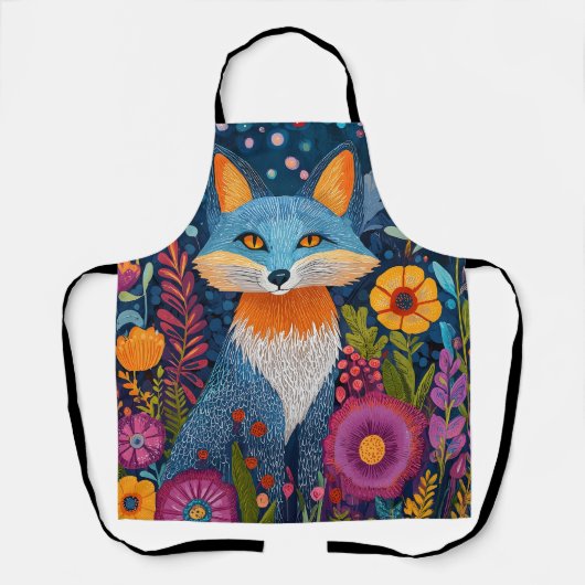 Levendige Fox Dot Art te midden van weelderige flo Schort (Voorkant)