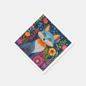 Levendige Fox Dot Art te midden van weelderige flo Servet (Hoek)