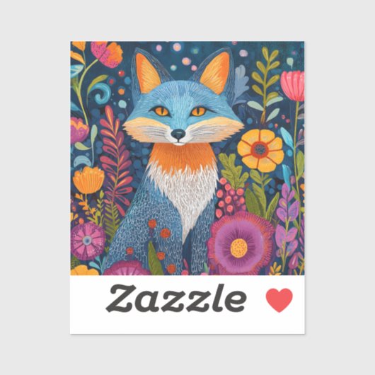Levendige Fox Dot Art te midden van weelderige flo Sticker (Vel)