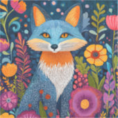 Levendige Fox Dot Art te midden van weelderige flo Sticker (Voorkant)