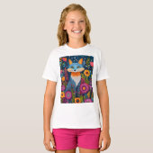 Levendige Fox Dot Art te midden van weelderige flo T-shirt (Voorkant volledig)