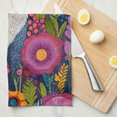 Levendige Fox Dot Art te midden van weelderige flo Theedoek (Quarter Fold)