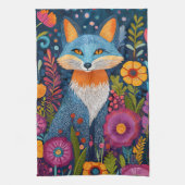 Levendige Fox Dot Art te midden van weelderige flo Theedoek (Verticaal)