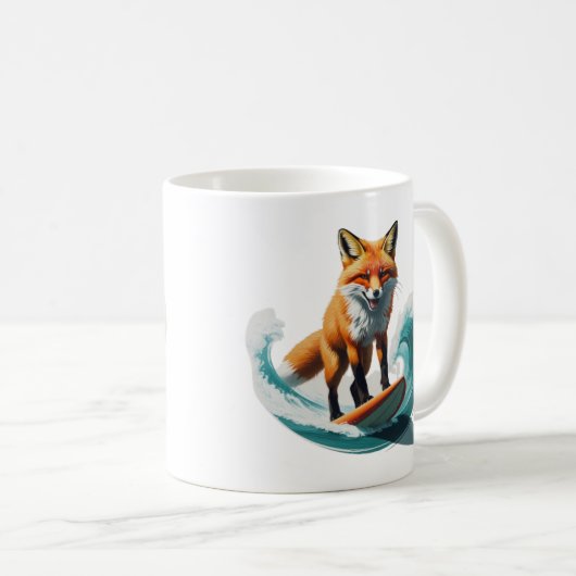 Levendige Fox Surfing Art | gedetailleerd conceptu Koffiemok (Voorkant rechts)