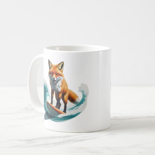 Levendige Fox Surfing Art | gedetailleerd conceptu Koffiemok (Voorkant links)