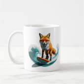 Levendige Fox Surfing Art | gedetailleerd conceptu Koffiemok (Links)