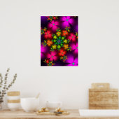 Levendige Fractal Bloemen Poster (Keuken)