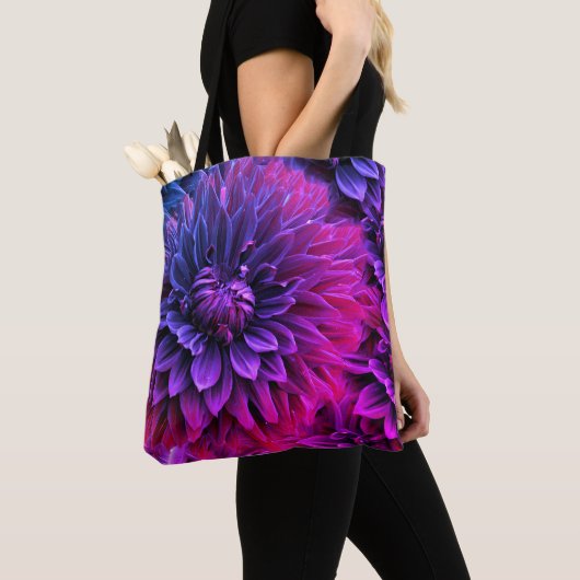 Levendige Fractale Bloesem Kunst Tote Bag (Dichtbij)