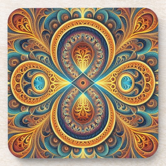 Levendige fractale kunst bier onderzetter (Voorkant)