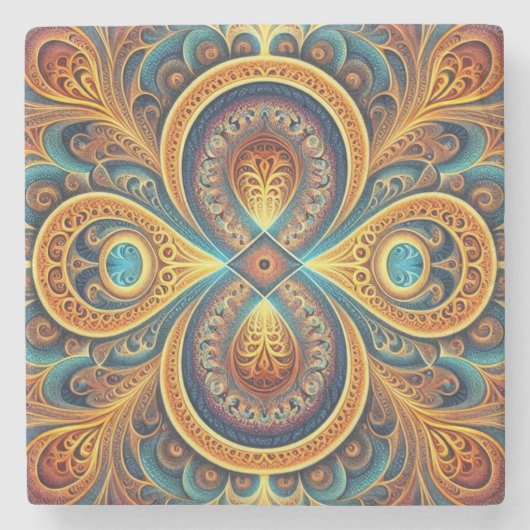 Levendige fractale kunst stenen onderzetter (Voorkant)