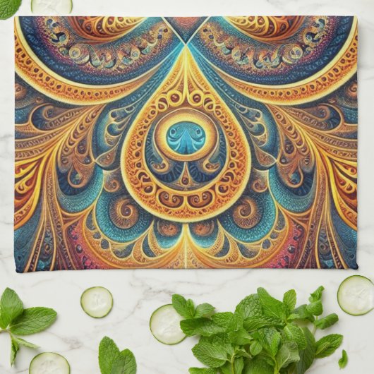 Levendige fractale kunst theedoek (Gevouwen)