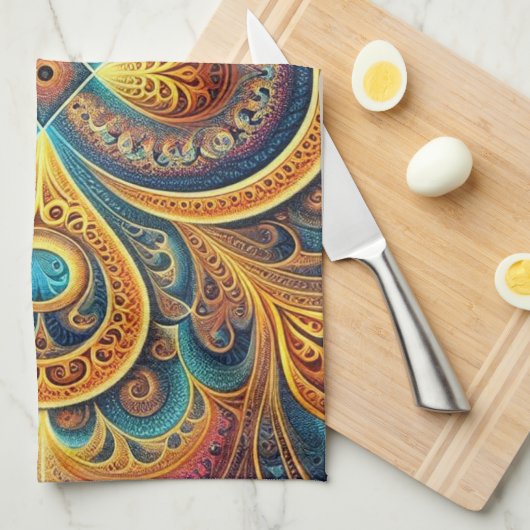 Levendige fractale kunst theedoek (Quarter Fold)