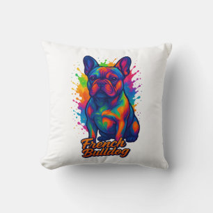Levendige Franse Bulldog Pop Art Illustration Kussen