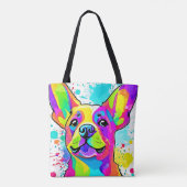 Levendige Franse Bulldog Puppy Art Tote Bag (Achterkant)