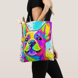 Levendige Franse Bulldog Puppy Art Tote Bag